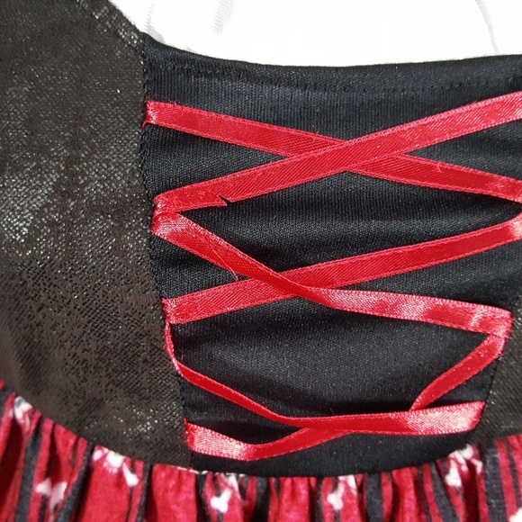 Spencer Gifts Girls Costume Dress Size Medium Red Black Skull Crossbones - Picture 3 of 6